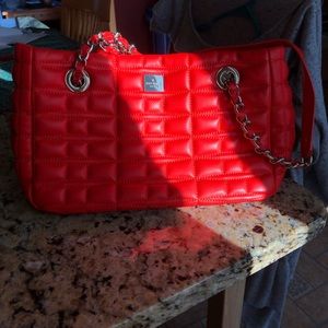 Kate Spade Quilted Boston Fire Red Leather Tote